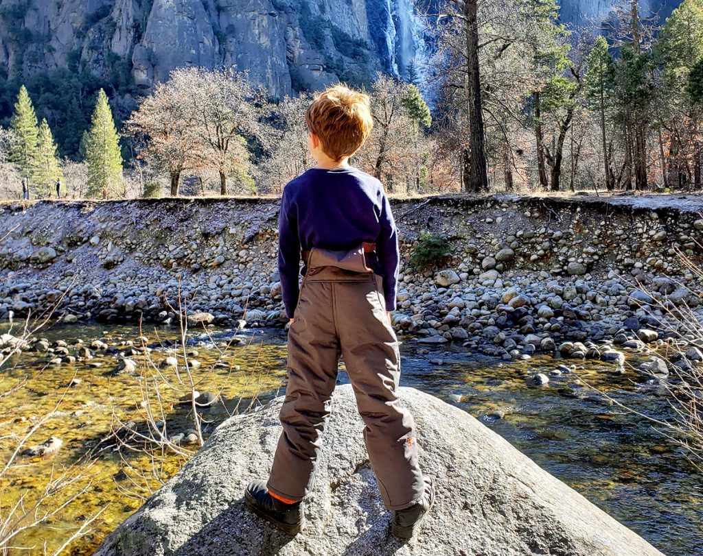 Young boy hiking in Yosemite National Park