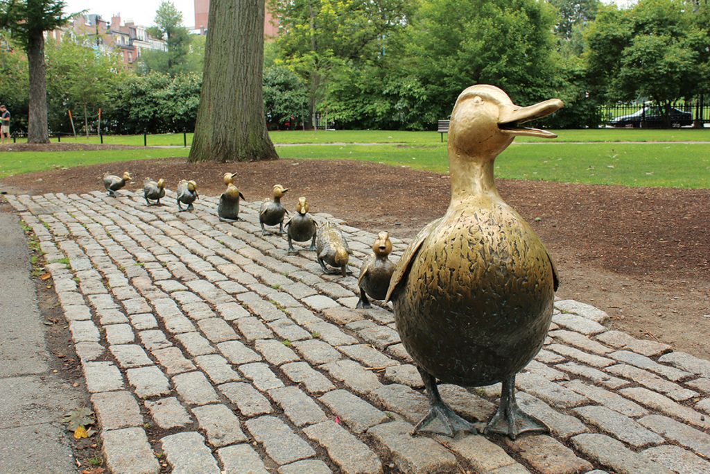 Make Way for Ducklings Statue in Boston Public Garden