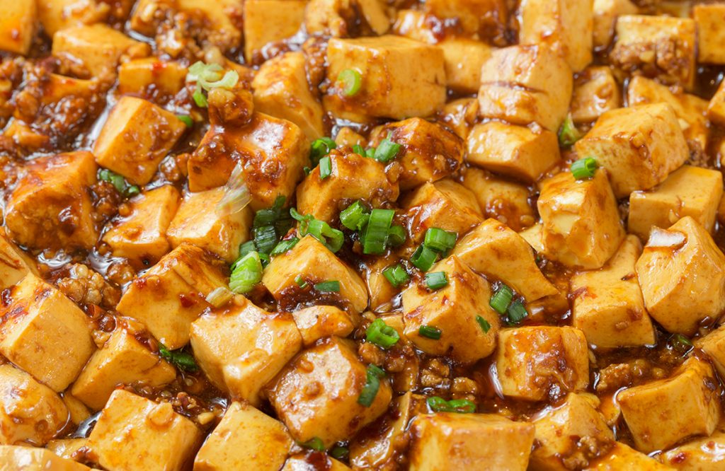 Spicy Peanut Sauce over tofu and noodles